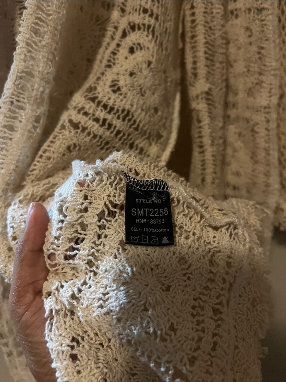 POL Crochet Lace Duster Cardigan Embroidered Sequin Boho Cream M - Picture 7 of 12